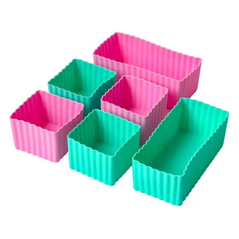 Mini Silicone Bento Cup Set of 6 - Pink & Aqua