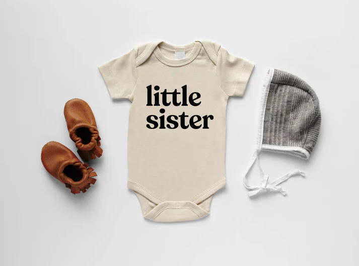 Little Sister Organic Cream Bodysuit- Mauve