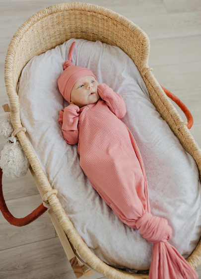 Rosewood Rib Newborn Knotted Gown