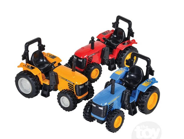 4" DIECAST PULL BACK FARM TRACTOR Assorted