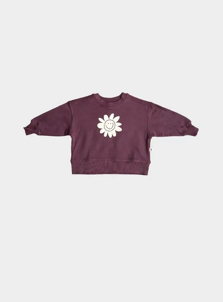 Smiley/Rose Brown Boxy Sweatshirt - Elegant Mommy