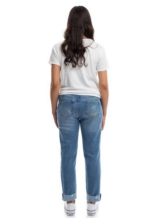 Maternity 27" Cuffed Slim Girlfriend w/ Bellyband in Jaimie