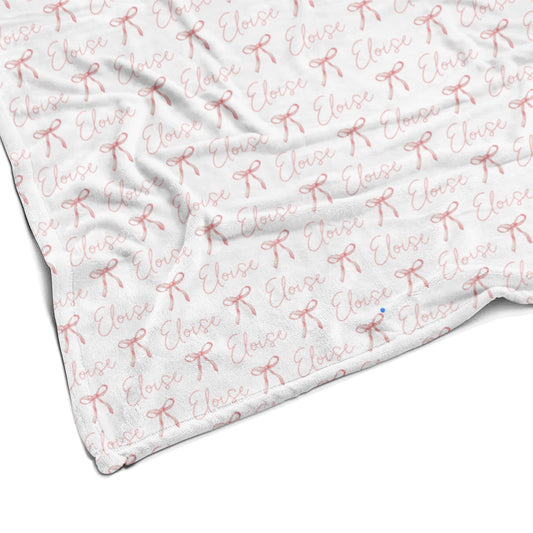 Sugar + Maple Plush Minky Fleece Personalized Blanket | Ballerina Bows
