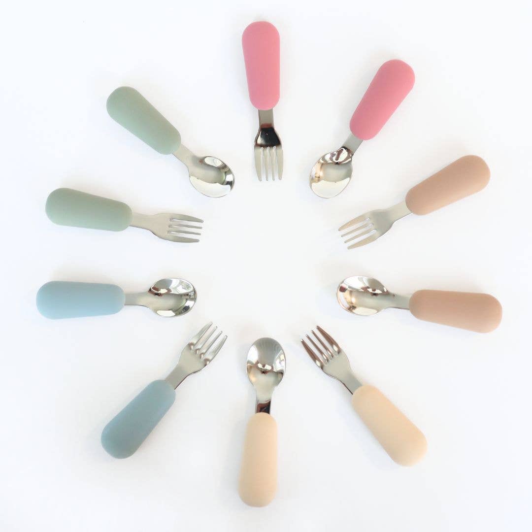 Stainless Steel & Silicone Silverware-Almond