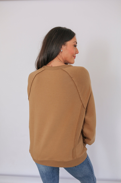 Free Flowing Lightweight Long Sleeve Nursing Top Cocoa