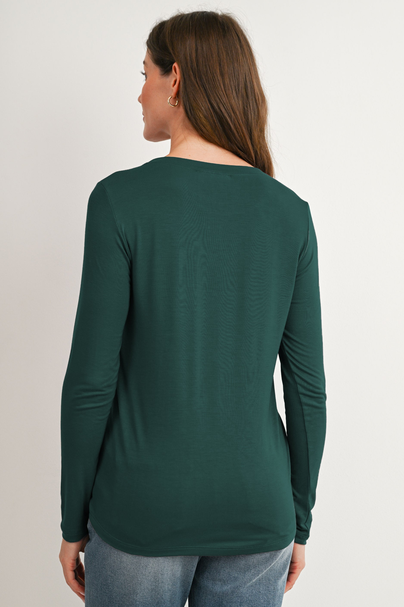 Long Sleeve Crew Neck Maternity Nursing Top-Green