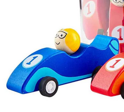 Pull-Back Wood Race Car- Blue
