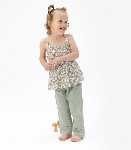 Camille Floral - Peplum Tank with Smocked Waist Pant