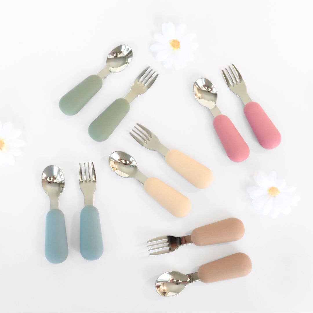 Stainless Steel & Silicone Silverware-Sage