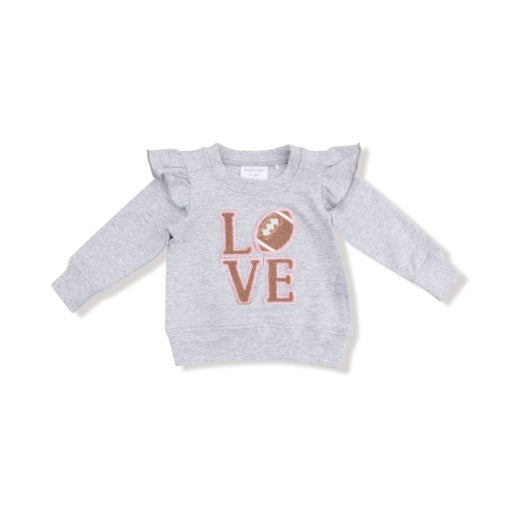 *French Terry Sport - Varsity - Light Grey Heather - Ruffle Sweatshirt w/ Love Patch