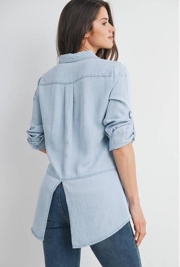 Button Down LS Chambray Maternity Top