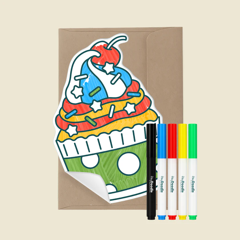 Giant Cupcake Reusable Color-in Greeting Card