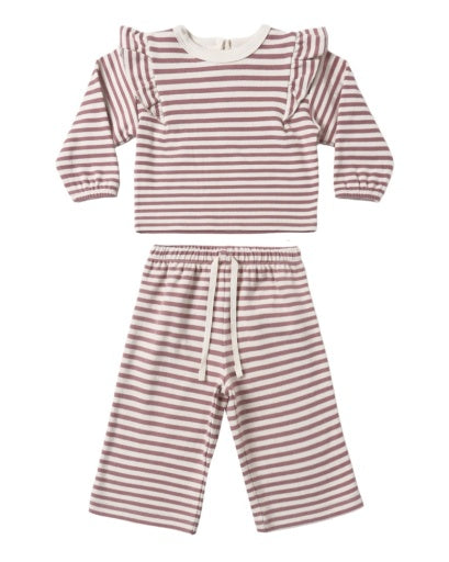 RUFFLE COZY SET MULBERRY STRIPE