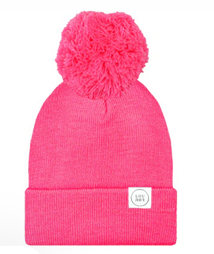 *Beanie with Pom - Neon Pink