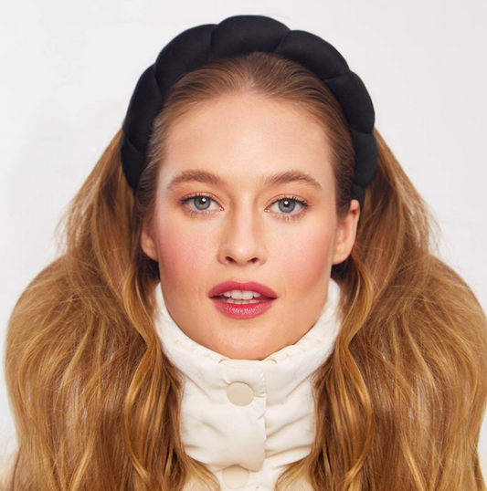Recycled Fabric Puffy Headband 1pc- Black