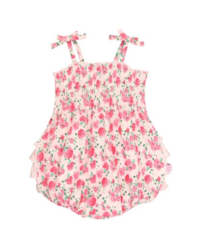Ruched Tie Bubble Romper - English Roses