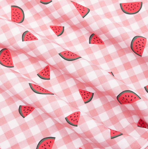 Watermelon Pink Gingham Zip Romper