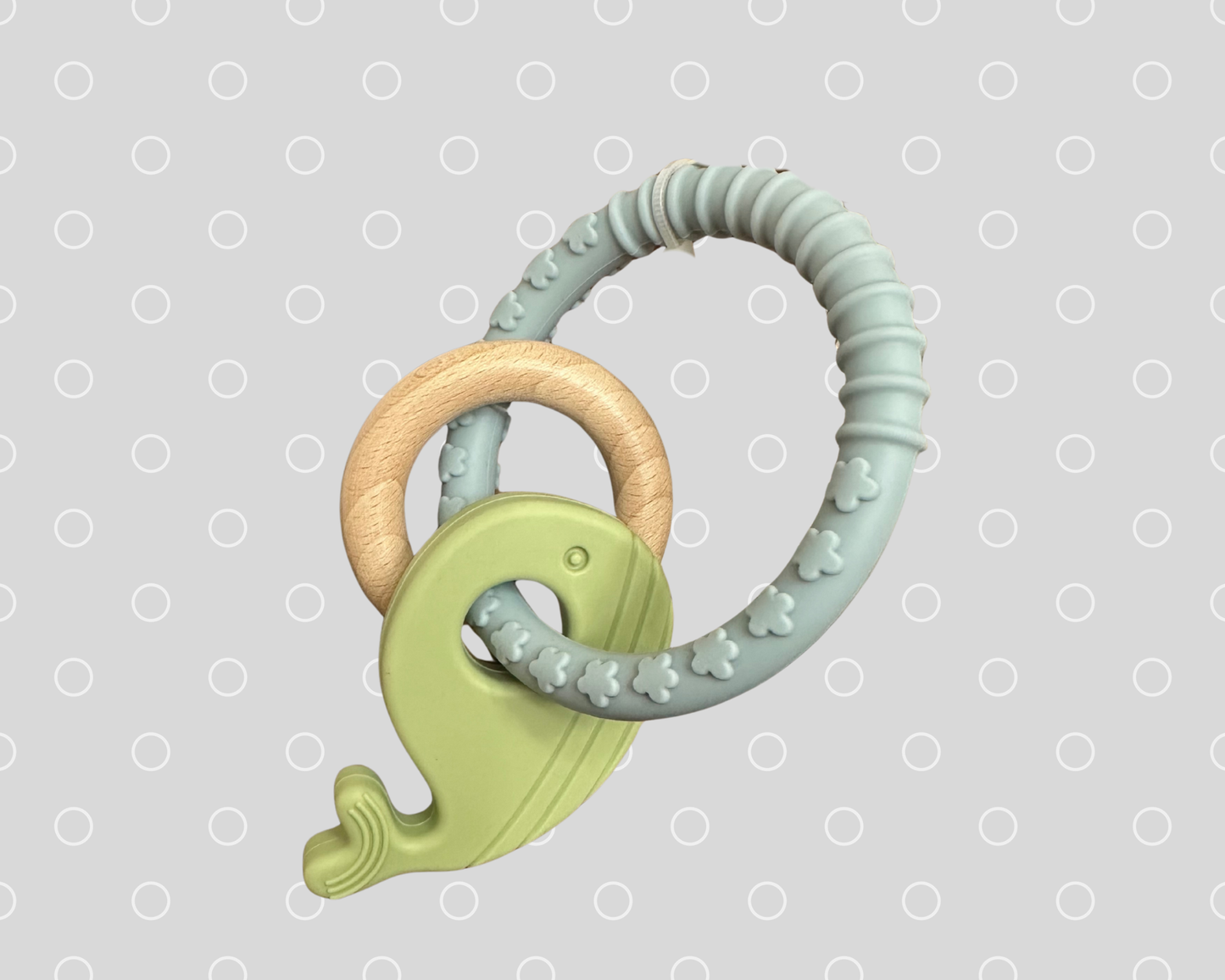 Silicone Whale + Wood Ring Teether