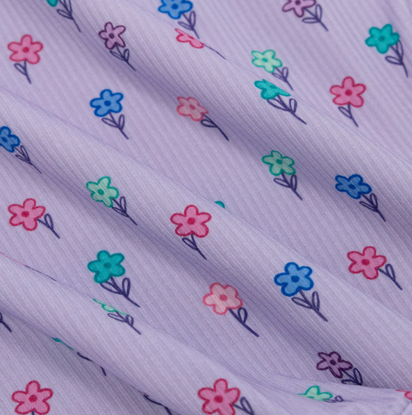 Lilac Daisies Small Ribbed Zip Romper