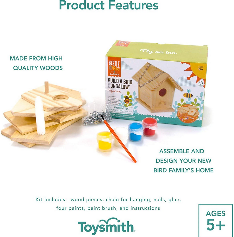 Toysmith Build a Bird House Bungalow Craft Kit (10 Pieces)