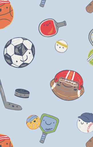 *Sports Ball Friends - Bandana Bib - Light Blue