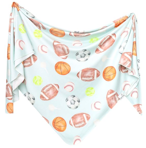 KNIT SWADDLE BLANKET - SPORTS MEDLEY