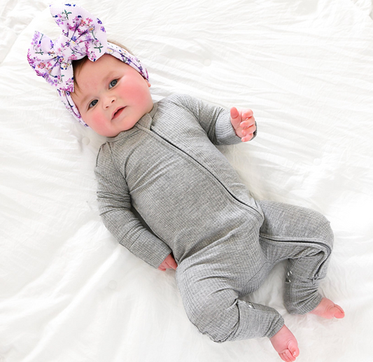 Riley Ribbed Zip Bamboo One Piece Two Way Zipper Baby Outfit