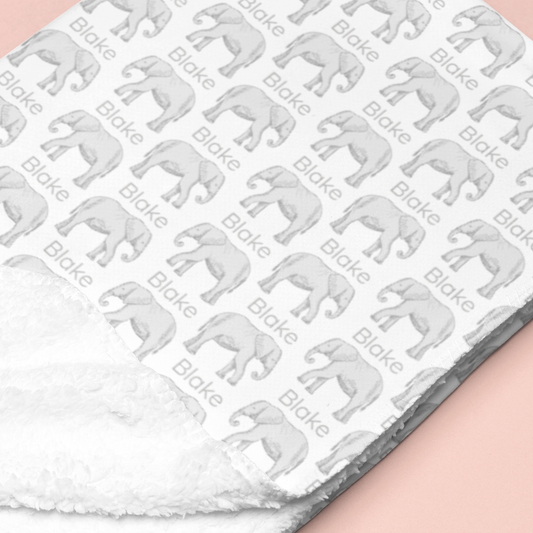 Sugar + Maple Sherpa-Lined Personalized Blanket | Elephants