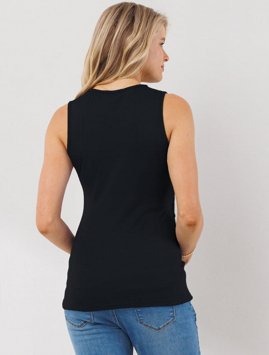Ruching Maternity/Nursing Tank Top - Black