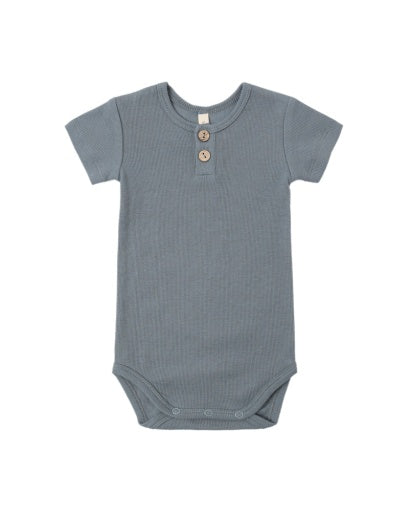 RIBBED HENLEY BODYSUIT OCEAN