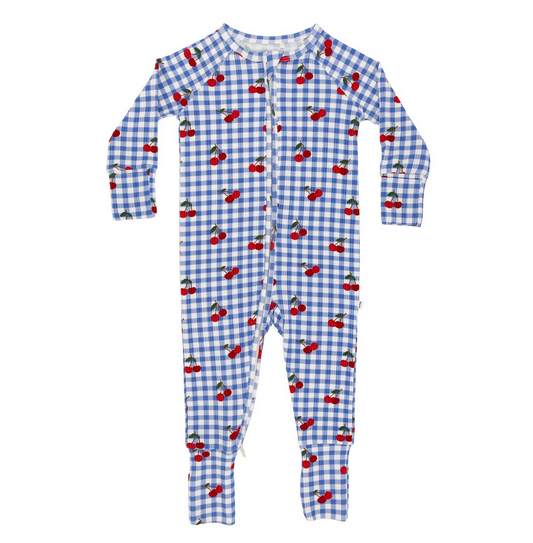 Vintage Cherries Small Ribbed Zip Romper