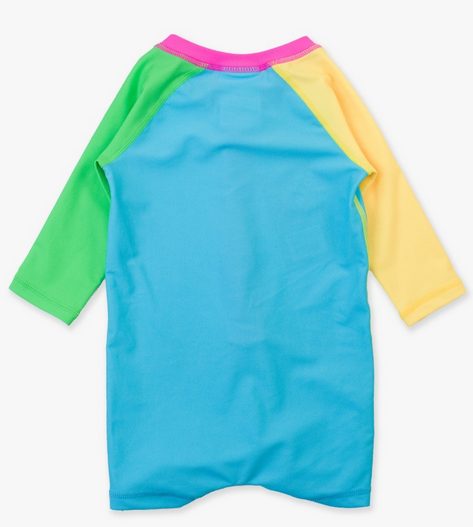*Neon Color Block One Piece Rash Guard