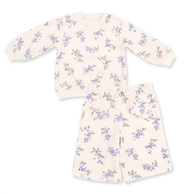 Sweet Hanna Floral Velour - Oversized Sweatshirt and Wide Leg Pant