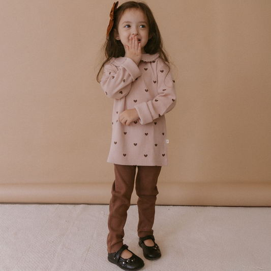 *Organic Ruffle Collar Top & Leggings Set - Hearts