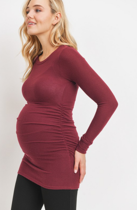 Maternity Hacci Tunic- Light Brown - Elegant Mommy