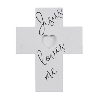 Wood Baby + Love Tabletop Cross- Jesus Loves Me - Elegant Mommy