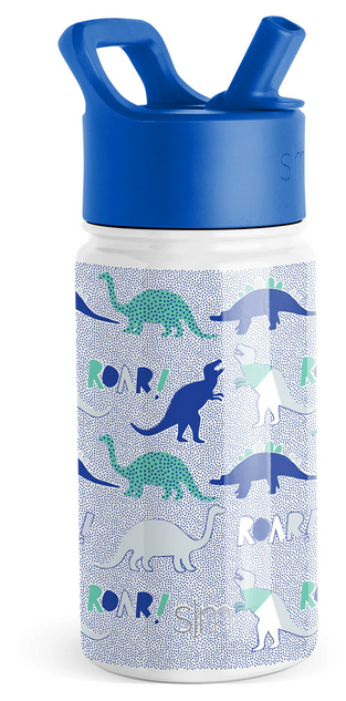 Summit Kids Water Bottle with Straw Lid - 14oz Dinosaur Roar - Elegant Mommy