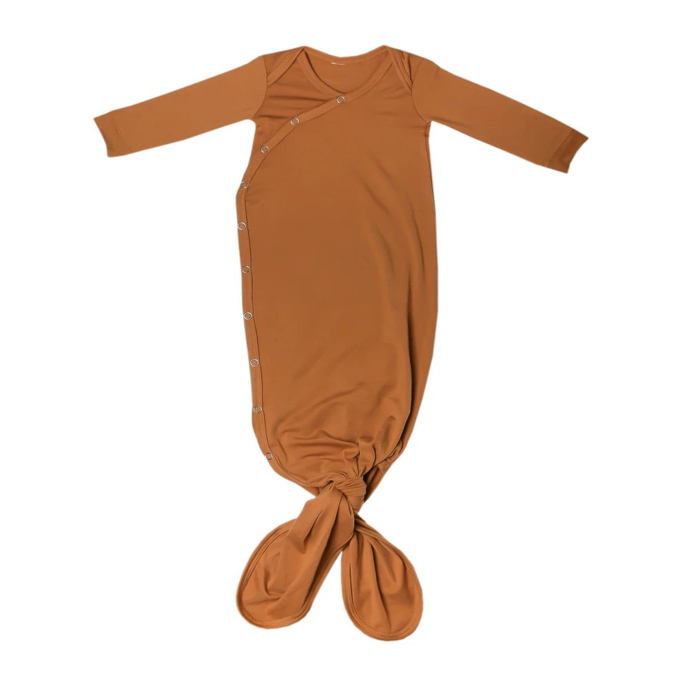 Camel Newborn Knotted Gown - Elegant Mommy