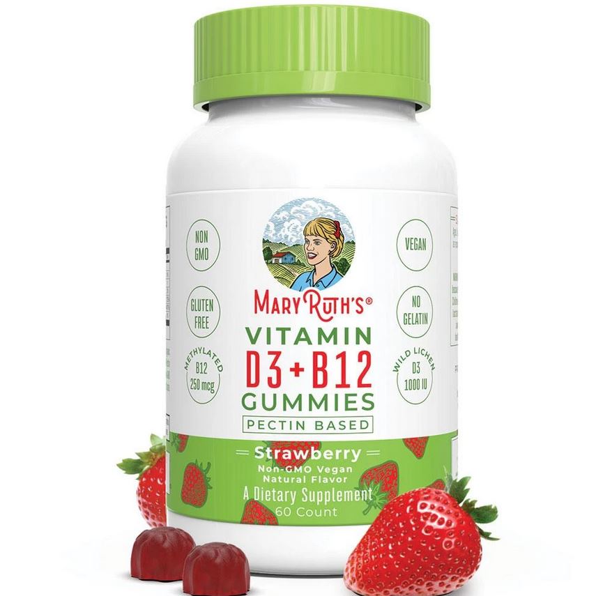 Mary Ruth's D3 + B12 Gummie- Strawberry (Sweetened with Organic Cane Sugar) - Elegant Mommy