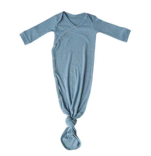 Atlantic Rib Newborn Knotted Gown - Elegant Mommy