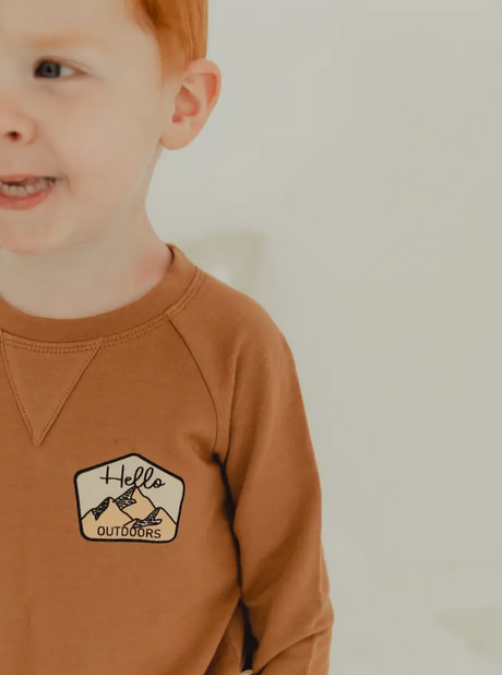 Caramel 'Hello Outdoors' Raglan Sweatshirt - Elegant Mommy