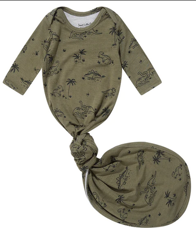 Dinosaurs Knotted Gown 0-3M - Elegant Mommy