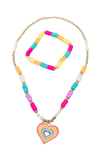 Rainbow Love Necklace Bracelet Set