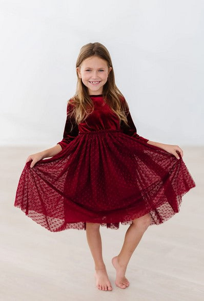 * Cranberry Velvet Tutu Dress