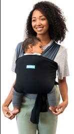 Moby Easy Wrap  - Charcoal/ Black - Elegant Mommy