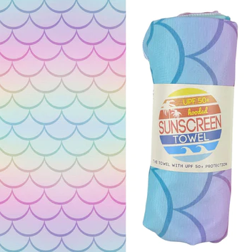 Kids Hooded UPF 50+ Sunscreen Towel (Mermaid Scales) - Elegant Mommy