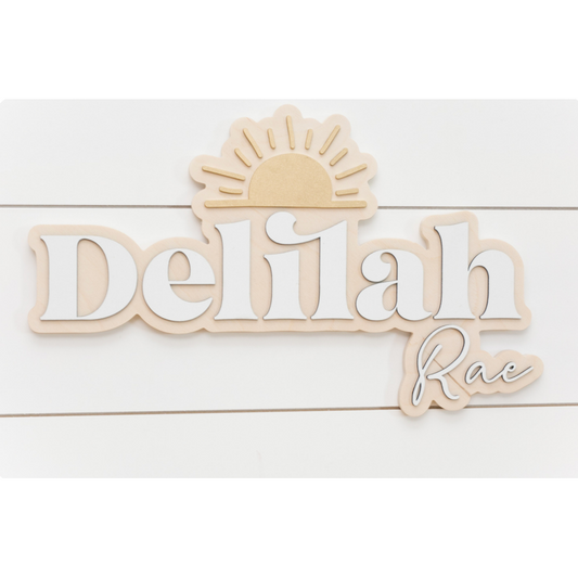 Sugar + Maple Bubble Sun Wood Sign