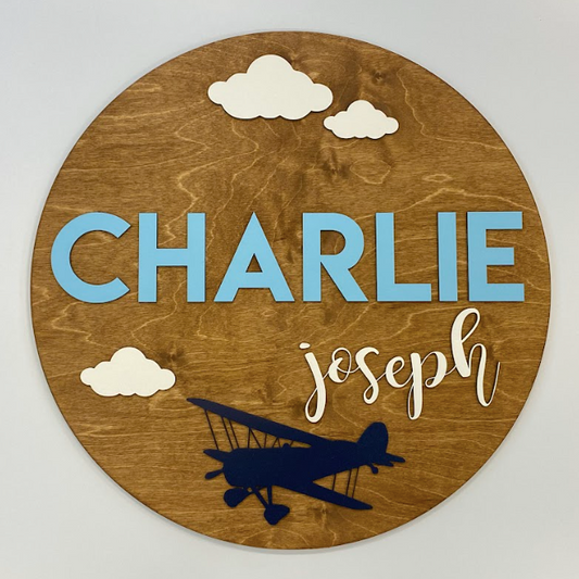 Sugar + Maple Round Sign | Airplane