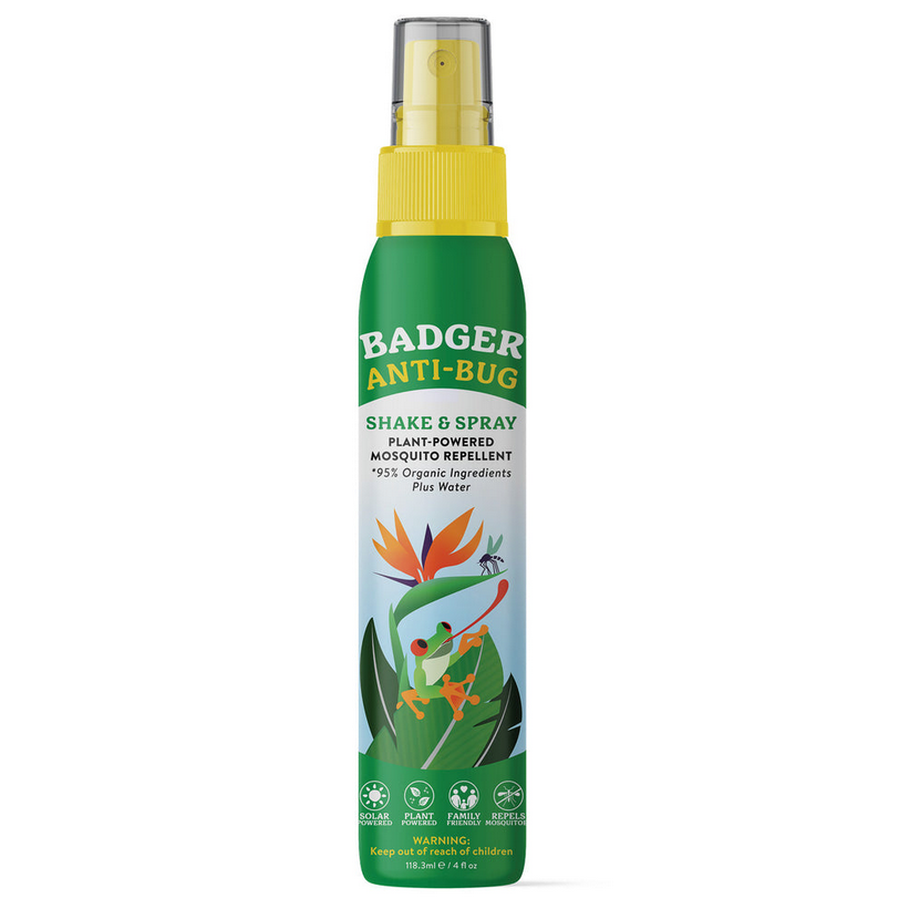 Badger Anti-Bug Shake & Spray, Organic Citronella Mosquito Repellent, DEET-Free, All-Natural Bug Spray 4 fl oz