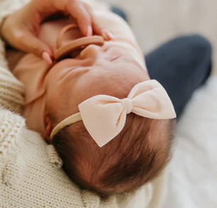 Blush Ribbon Nylon Bow - Elegant Mommy